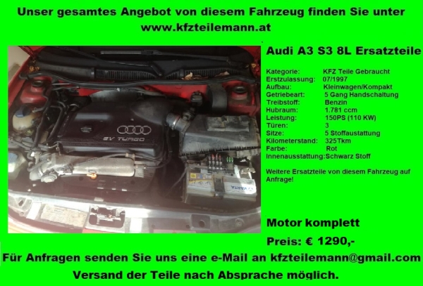 Motor Audi A3 8L S3